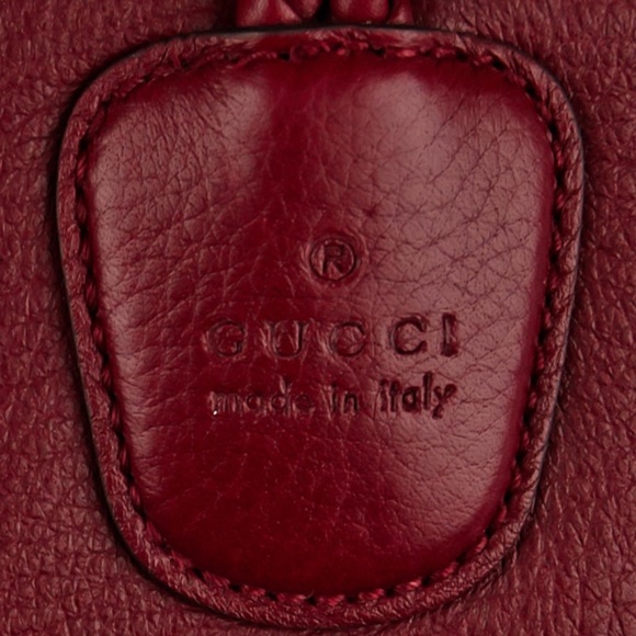 Gucci Red Deer Leather Hip Bamboo Handbag Bordeaux Large Soft Shoulder Tote Bag - Picture 5 of 16